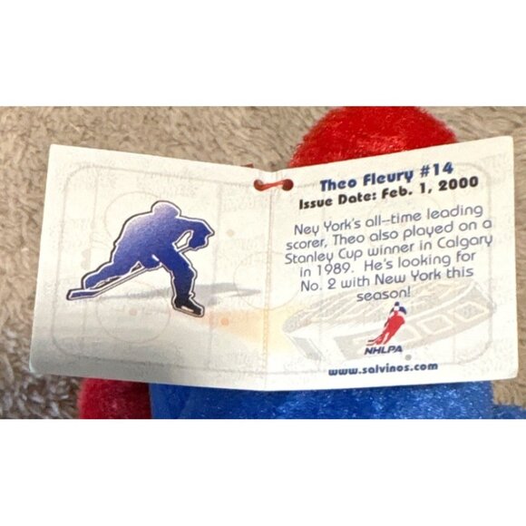 Salvinos Bammers Theo Fleury Bear 14 NHLPA Blue Red Plush Collectible 2000 - Picture 8 of 10